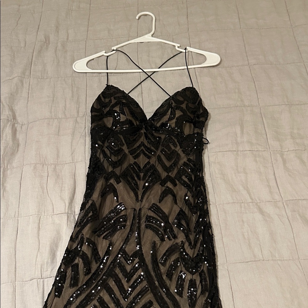 B Darlin Black Sequin Backless Dress